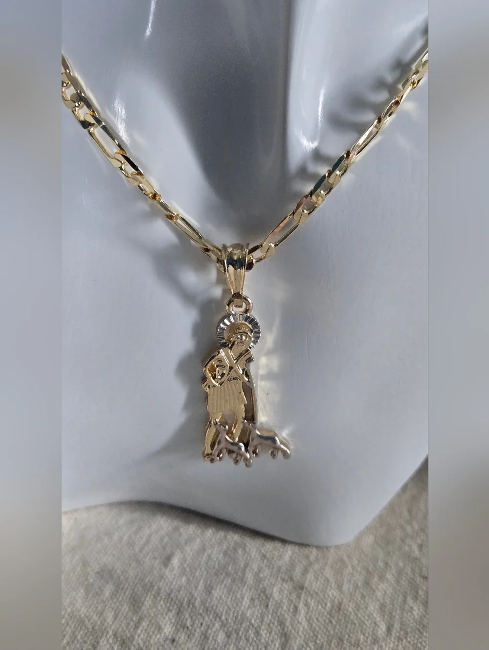 Layered Gold Figaro Necklace with Pendant - Women Jewelry - Picture 3 of 7